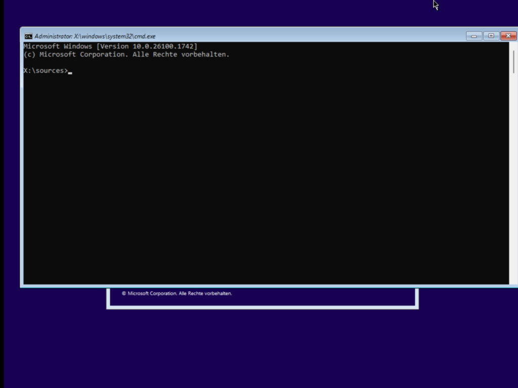 Windows Installation Befehlszeile