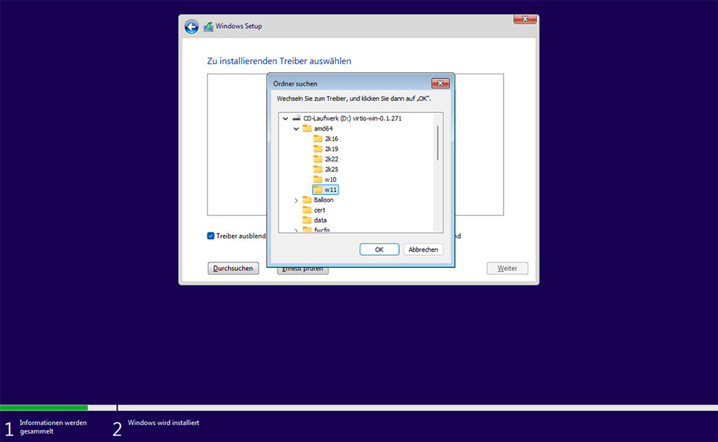 Windows Setup Treiberauswahl