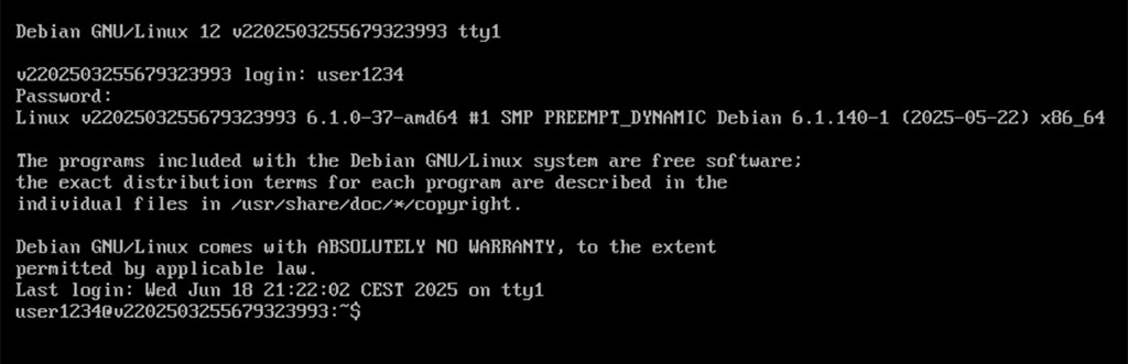 Debian Login Screen