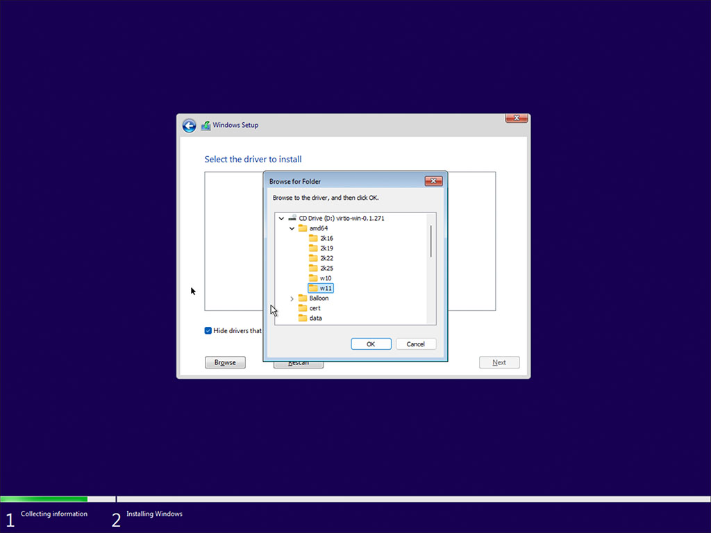 Windows Setup driver selection