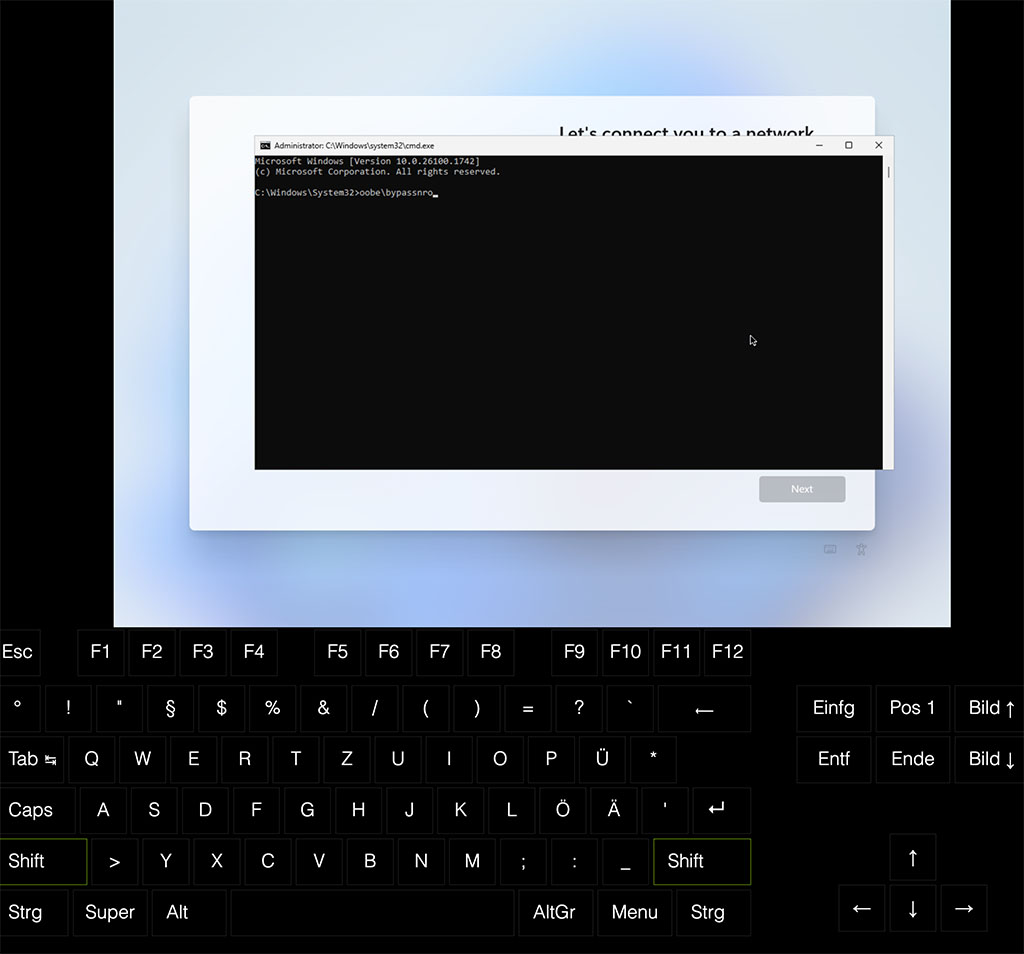 oobe/bypassnro to install Windows without a network connection